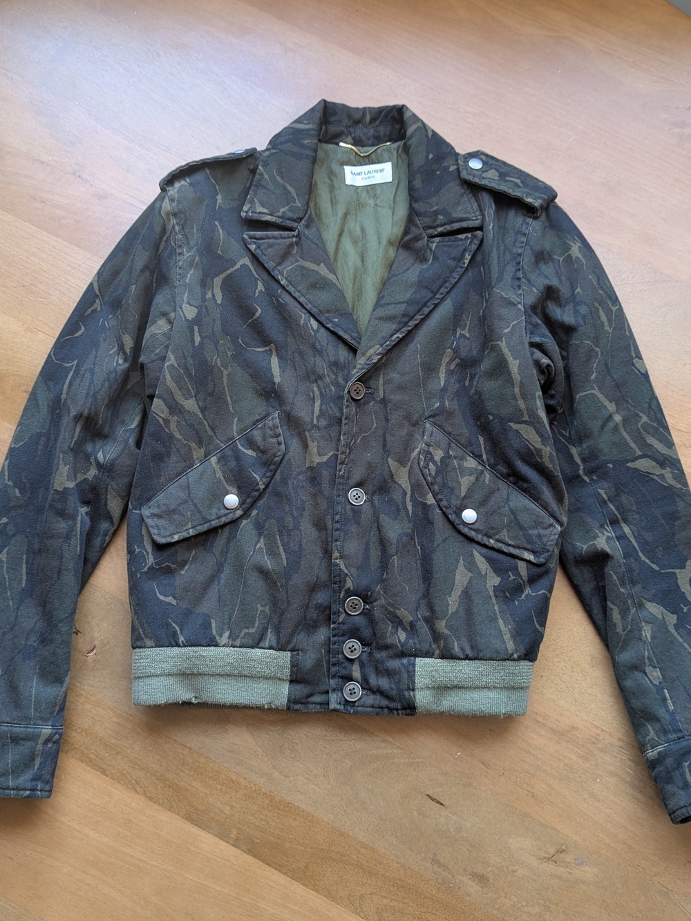 Saint Laurent Women's Camouflage Bomber Jacket